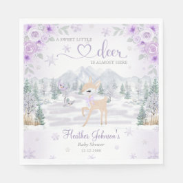 Servilleta De Papel Winter Deer Purple Snowflake Baby Shower