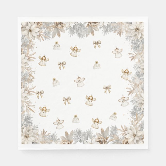 Servilleta De Papel Winter Floral Angels Baby Shower (Anverso)