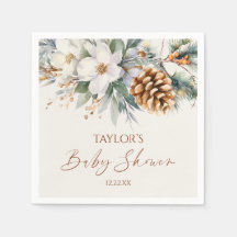 Winter Floral Pine Tree Baby Shower