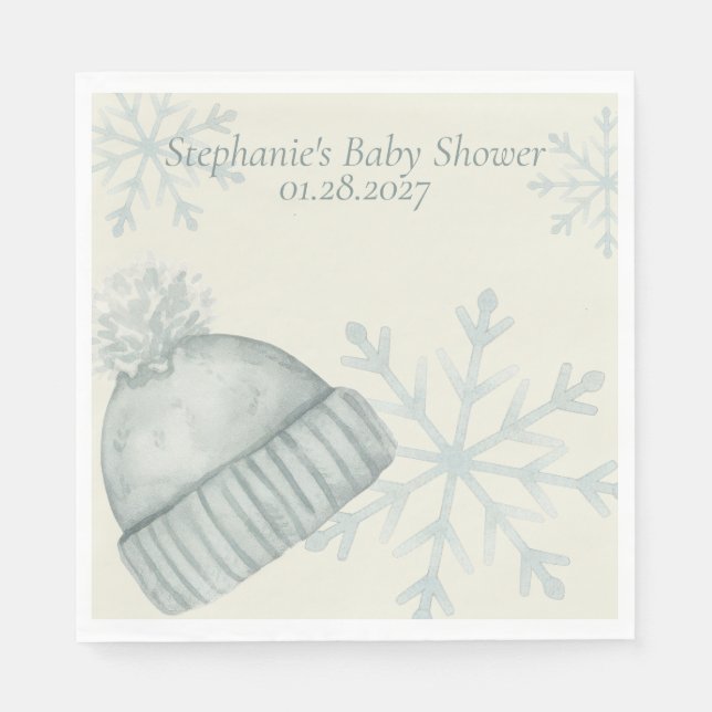 Servilleta De Papel Winter Hat Snowflake Baby Shower Napkins (Anverso)