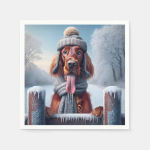 Servilleta De Papel Winter Irish Setter Dog