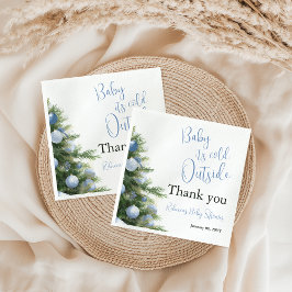 Servilleta De Papel Winter It's Cold Outside Blue Bow Baby Shower