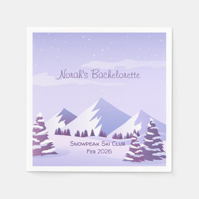 Servilleta De Papel Winter Mountain Bachelorette Weekend Custom  (Anverso)