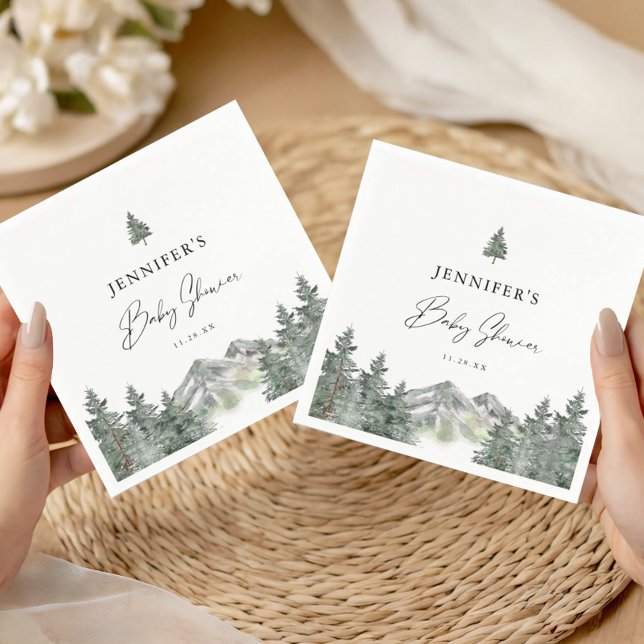 Servilleta De Papel Winter Mountain Forest Baby Shower (Subido por el creador)
