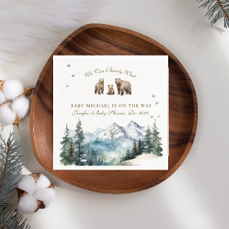 Servilleta De Papel Winter Mountains Bear Adventure Baby Shower