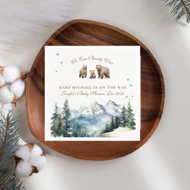 Servilleta De Papel Winter Mountains Bear Adventure Baby Shower (Subido por el creador)