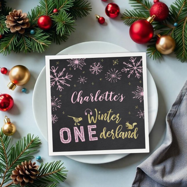 Servilleta De Papel Winter Onederland Birthday Napkins Snowflakes (Subido por el creador)