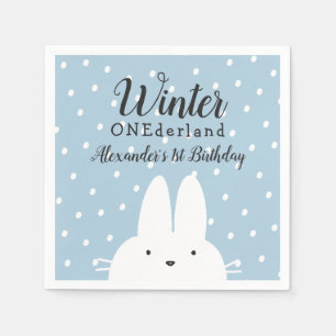 Servilleta De Papel Winter ONEderland Boy primer cumpleaños azul
