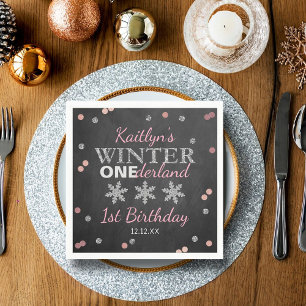 Servilleta De Papel Winter ONEderland Chalkboard 1er cumpleaños