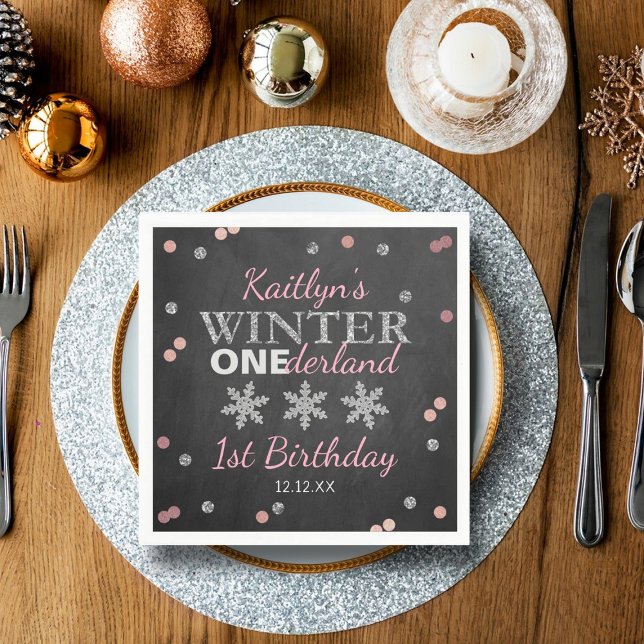 Servilleta De Papel Winter ONEderland Chalkboard 1er cumpleaños (Subido por el creador)