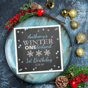 Servilleta De Papel Winter ONEderland Chalkboard 1er cumpleaños