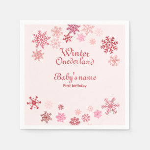Servilleta De Papel Winter Onederland Primer cumpleaños copo de nieve 