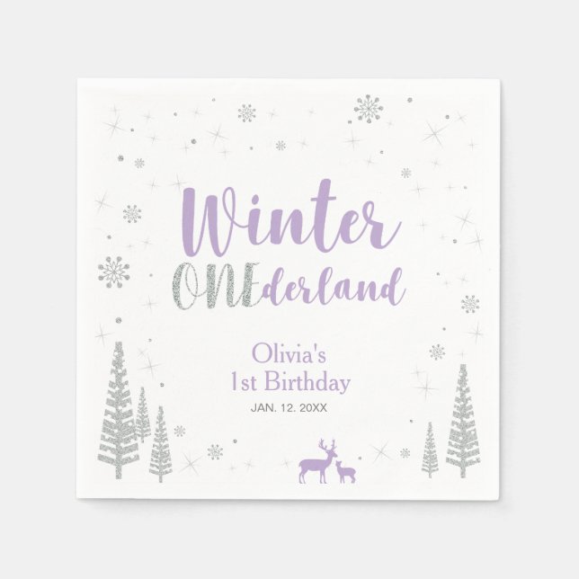 Servilleta De Papel Winter Onederland Primer Cumpleaños Fiesta Papel N (Anverso)