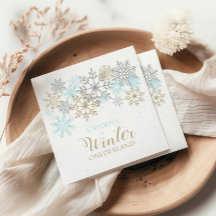Winter Onederland primer cumpleaños Snowflake Napk