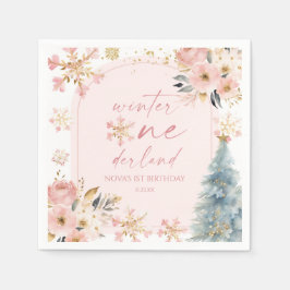 Servilleta De Papel Winter Onederland Snowflake Primer Fiesta de cumpl