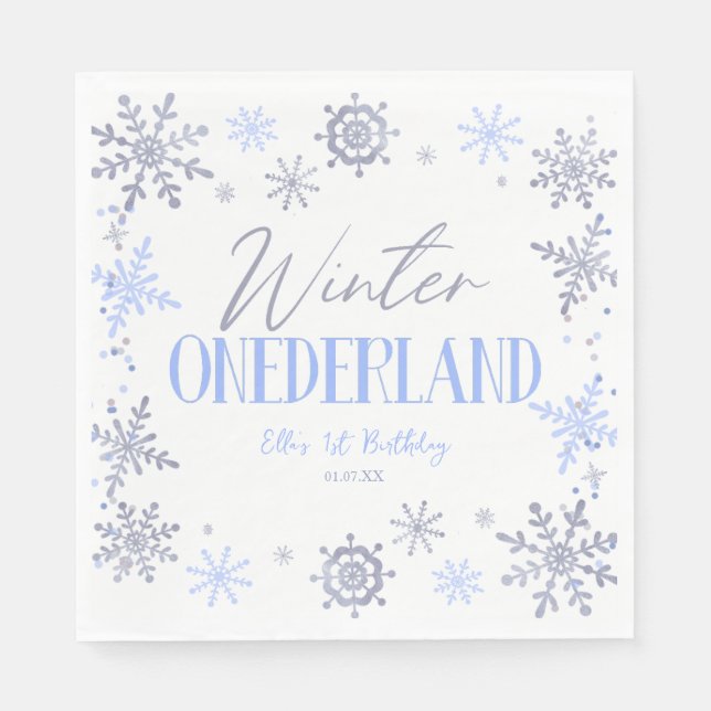 Servilleta De Papel Winter ONEderland Snowflake Primer Fiesta de cumpl (Anverso)