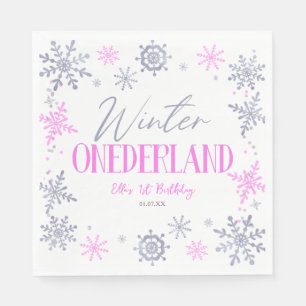 Servilleta De Papel Winter ONEderland Snowflake Primer Fiesta de cumpl