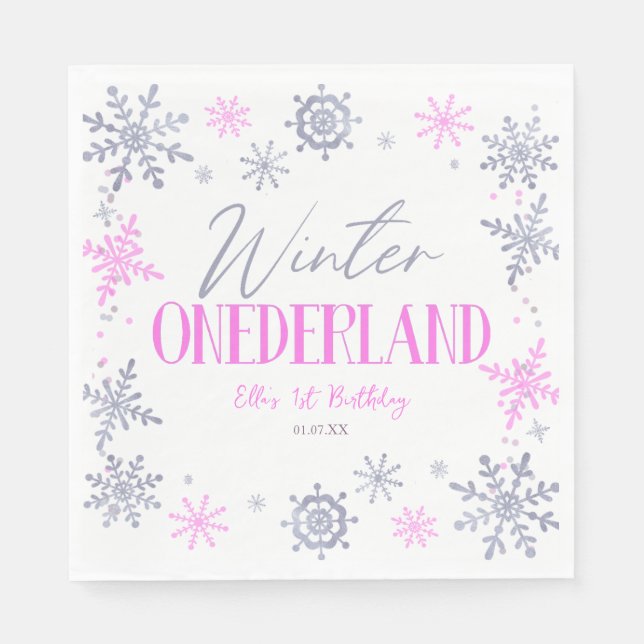 Servilleta De Papel Winter ONEderland Snowflake Primer Fiesta de cumpl (Anverso)