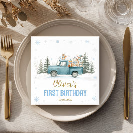 Servilleta De Papel Winter Onederland Woodland Animals Birthday Napkin