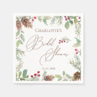 Winter Pine Cones Red Berry Bridal Shower