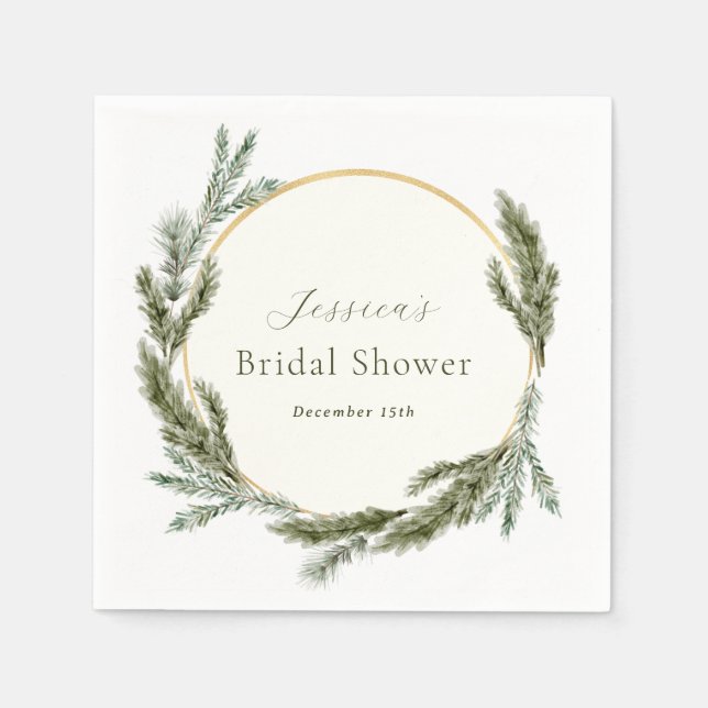 Servilleta De Papel Winter Pine Evergreen Bridal Shower (Anverso)