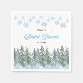 Servilleta De Papel Winter Pine Trees Snowflakes Bridal Shower 