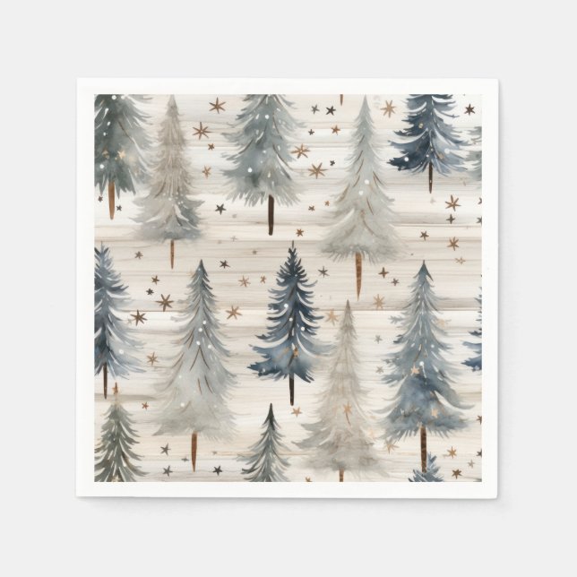 Servilleta De Papel Winter Pines & Holiday Sentiments (Anverso)