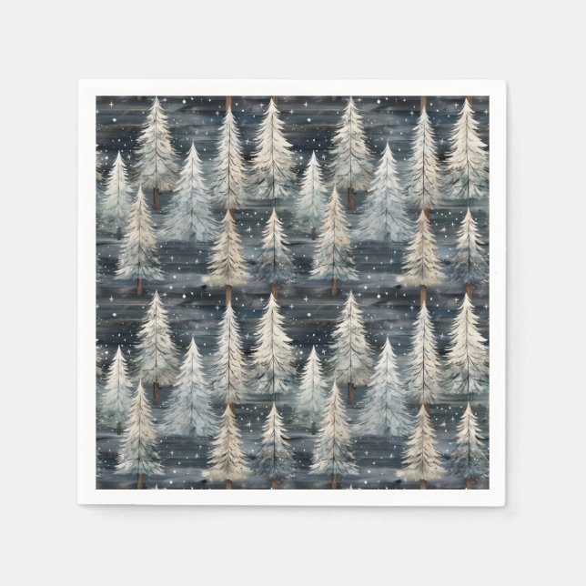 Servilleta De Papel Winter Pines & Holiday Sentiments (Anverso)