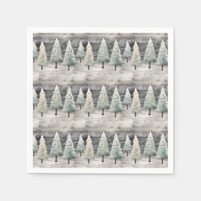 Servilleta De Papel Winter Pines & Holiday Sentiments (Anverso)