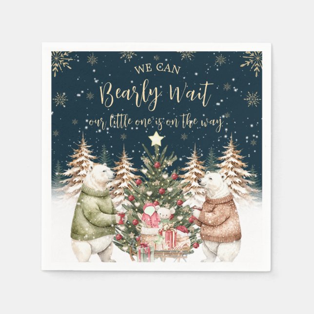 Servilleta De Papel Winter Polar Bear Snowflake Baby Shower (Anverso)