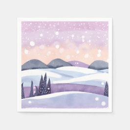 Servilleta De Papel Winter Purple Hills Watercolor