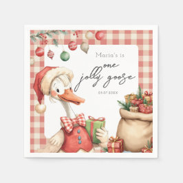 Servilleta De Papel Winter Red Christmas Silly Goose  1st birthday