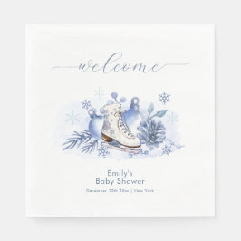 Servilleta De Papel Winter Snowflake Ice Skate Baby Shower Welcome
