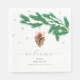 Servilleta De Papel Winter Snowflake Pine cone Baby Shower Welcome