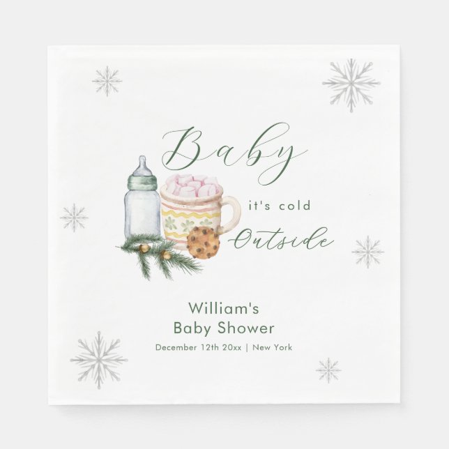 Servilleta De Papel Winter Snowflake S'more Cookie Baby Shower  (Anverso)