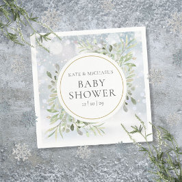 Servilleta De Papel Winter Snowflakes Greenery Baby Shower