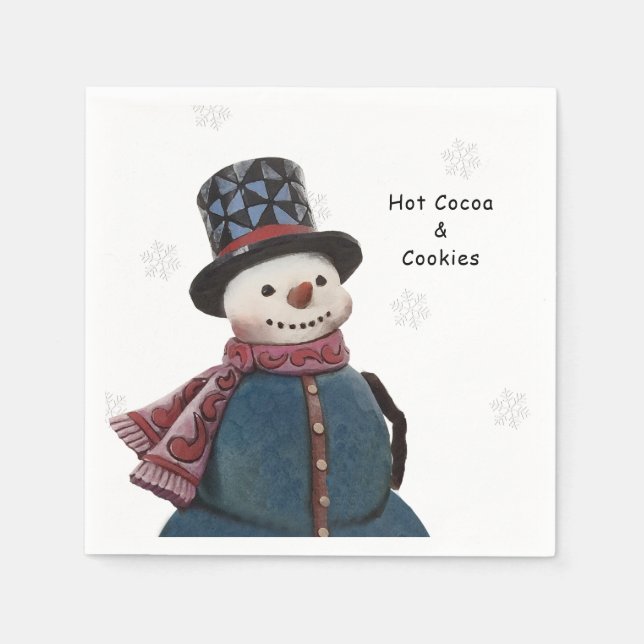 Servilleta De Papel Winter Snowman personalizado (Anverso)
