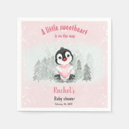 Servilleta De Papel Winter Valentines Penguin Chica Baby Shower
