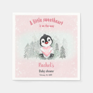 Servilleta De Papel Winter Valentines Penguin Chica Baby Shower
