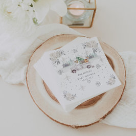 Servilleta De Papel Winter White Floral Woodland Baby Shower