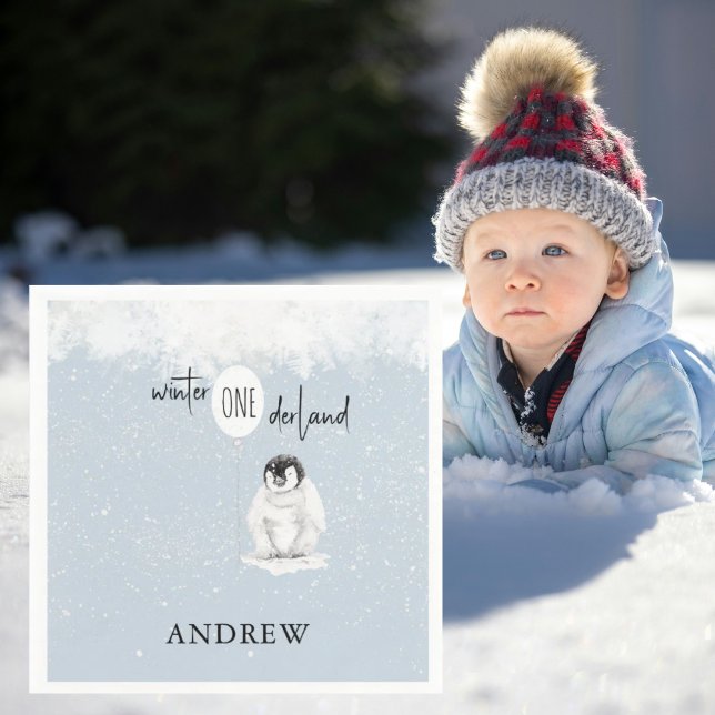 Servilleta De Papel Winter Wonderland 1st Birthday Blue Paper Napkin (Subido por el creador)