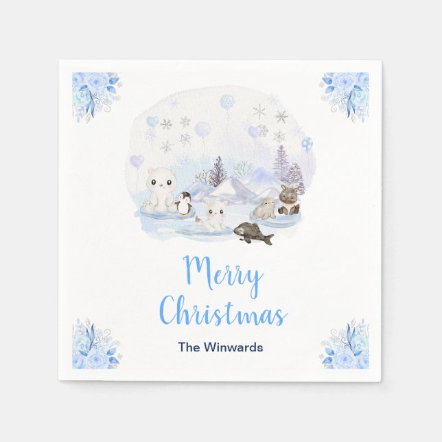 Servilleta De Papel Winter Wonderland Arctic Animals Merry Christmas (Anverso)