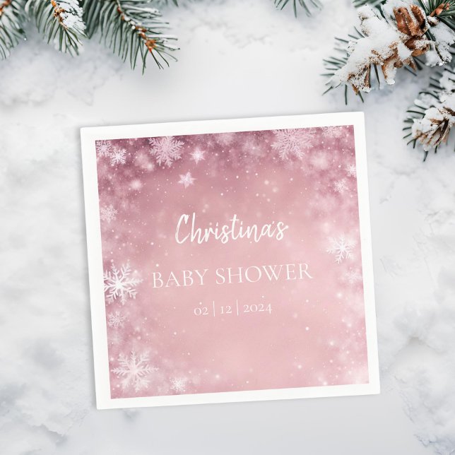 Servilleta De Papel Winter Wonderland Baby Shower Pink (Subido por el creador)