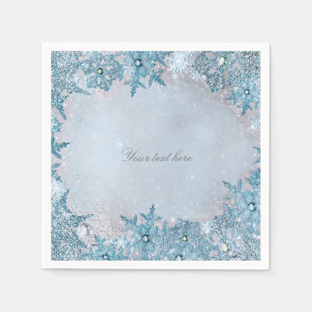 Servilleta De Papel Winter Wonderland Blue Snowflakes Elegant Fiesta (Anverso)