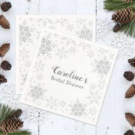 Servilleta De Papel Winter Wonderland Bridal Shower Silver Snowflakes