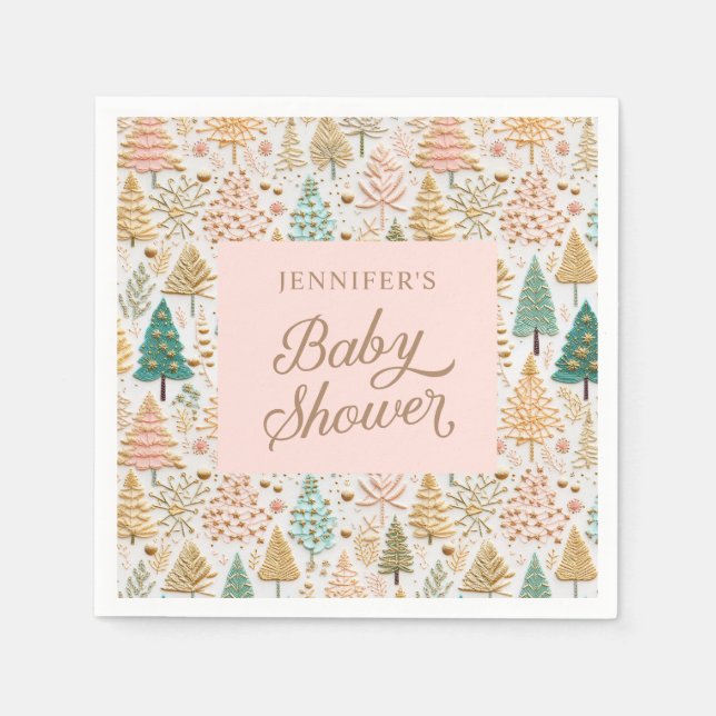 Servilleta De Papel Winter Wonderland Chica Baby Shower (Anverso)