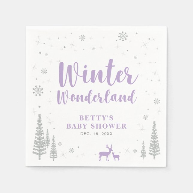 Servilleta De Papel Winter Wonderland Nieve Papel de Baby Shower (Anverso)