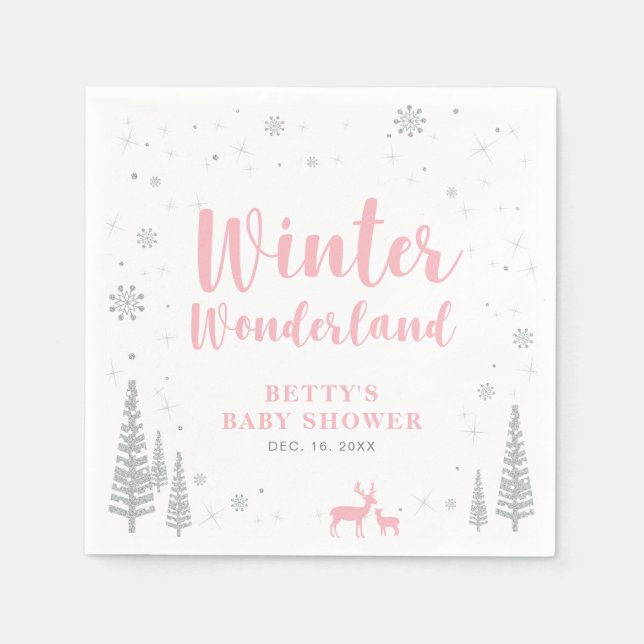 Servilleta De Papel Winter Wonderland Nieve Papel de Baby Shower (Anverso)