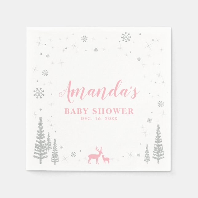 Servilleta De Papel Winter Wonderland Nieve Papel de Baby Shower (Anverso)