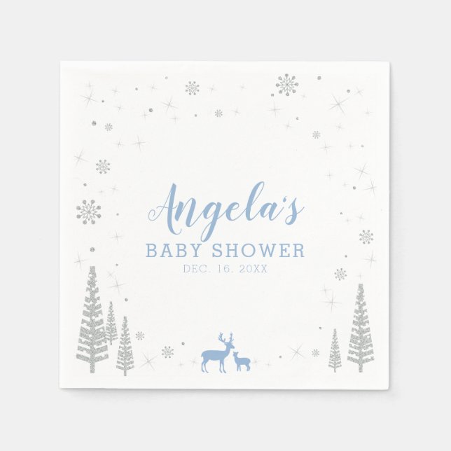 Servilleta De Papel Winter Wonderland Nieve Papel de Baby Shower (Anverso)